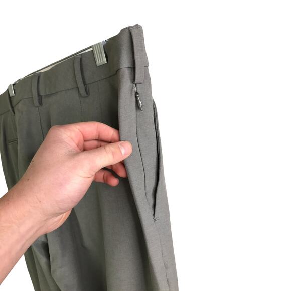 Van Heusen Performance Pants Mens Gray Slim Flex Fit 33 X 32 Flat Front - Picture 5 of 6